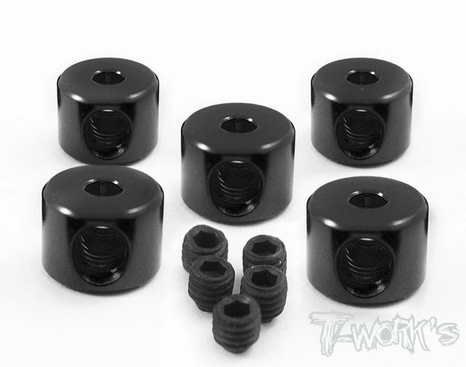 T-Works Collarini Alluminio 2mm Nero per 1:8 Buggy (5pc) - TA-020BK - Immagine 1 di 1