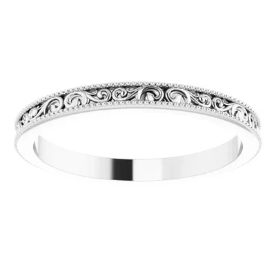 Size 6.5 Sterling Silver Sculptural Relief Style Design Wedding Band 2.5mm wide - Image 1 of 2