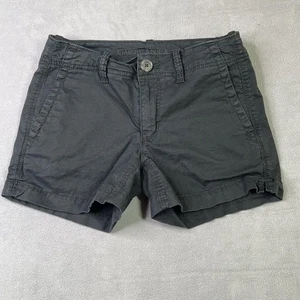 Pantalones Cortos Chinos American Eagle Para Mujer 00 Negros Midi Tiro Medio Elastizados Sarga Preppy - Imagen 1 de 9