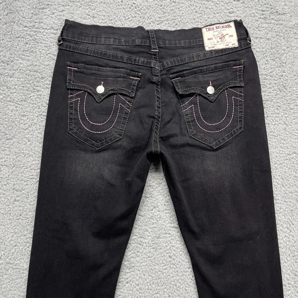 Мужские джинсы True Religion 36 Цвет черный Geno Расслабленный Узкий Большой Т-образный клапан Фиолетовые швы - Изображение 1 из 4