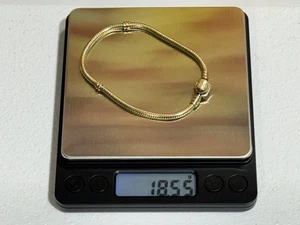 RARO! Autentico Bracciale Pandora Oro Massiccio 14K (585) Charm - 18,55 Grammi - 7,5 In - Foto 1 di 17