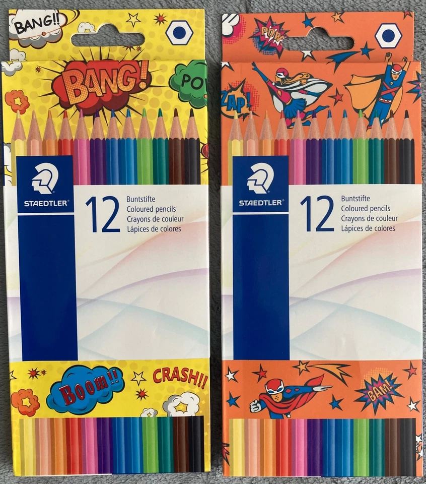 2x 12er-Set Buntstifte zwei Packungsmotive Comic Staedtler Zeichnen Malen - Bild 1 von 1