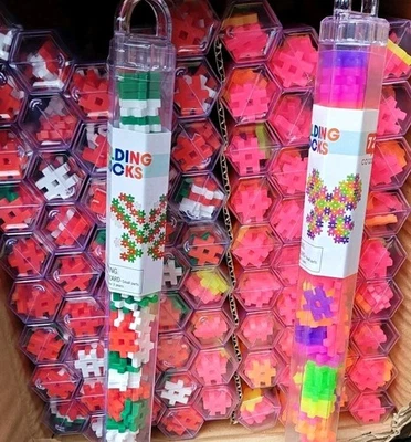 Estojo de 81 mini blocos de construção de hashtag Bullseye 40 neon e 41 vermelho, verde e branco - Imagem 1 de 4