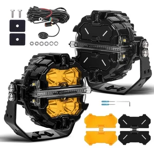 3.5inch Round LED Driving Lights Spot Flood Combo + Protective Covers Off Road - Picture 1 of 7