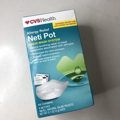 Sistema de lavado de senos paranasales CVS Health Allergy Relief Neti Pot 10 paquetes de solución salina 26/12 Foto 1 de 4