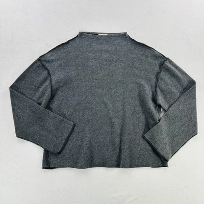 Suéter para mujer T.la gris medio suave polar cuello falso hombro caído hecho en EE. UU. Foto 1 de 4