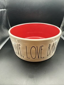 Rae Dunn~ "Live Love Bark" Red Center Dog Food Bowl - Picture 1 of 5