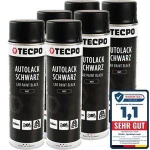 LACKSPRAY SCHWARZ MATT 6x 500ml AUTOLACK RALLYSCHWARZ MATT-SPRÜH-LACK FARBSPRAY - Bild 1 von 5