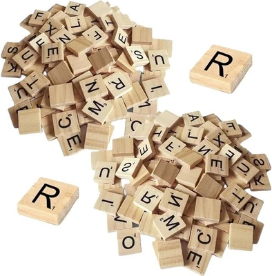 Pack of 200 Scrabble Letters,Scrabble Letters for Crafts,Scrabble Tiles,Wooden - Image 1 of 4