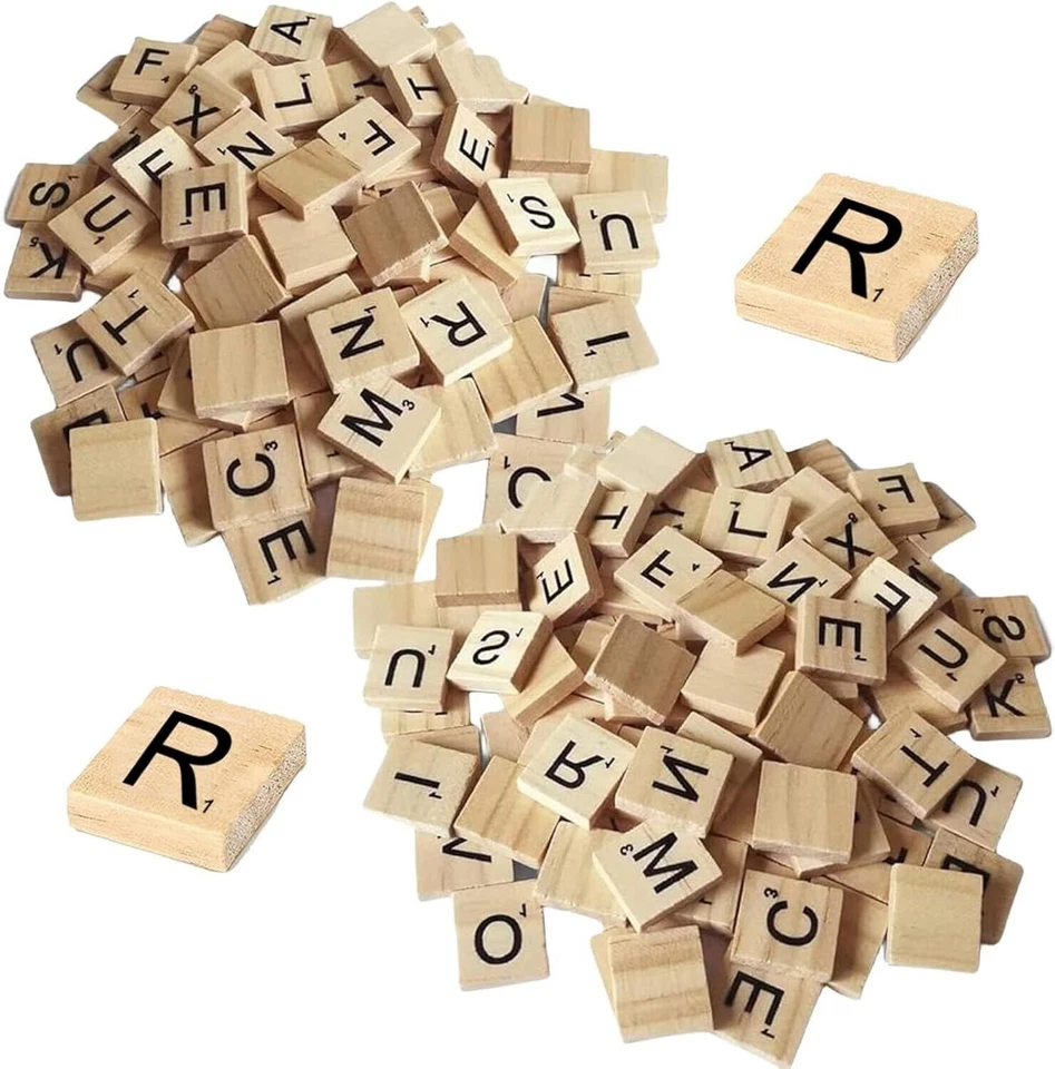 Pack of 200 Scrabble Letters,Scrabble Letters for Crafts,Scrabble Tiles,Wooden - Image 1 of 4