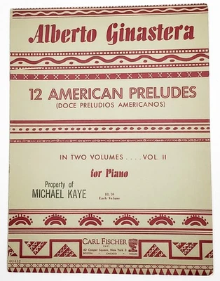 Alberto Ginastera 12 American Preludes Vol II Sheet Music For Piano Carl Fischer - Image 1 of 4