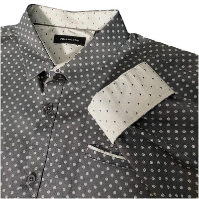 7 Diamonds Healing Tide Shirt Mens XXL 2XL Flip Cuff Medallion Floral Polka Dot - Image 1 of 4