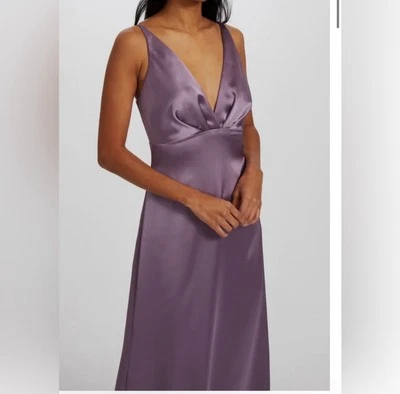 Vestido Jim Hjelm Púrpura de Gasa 12 Nuevo Baile de graduación Boda Invitado Primavera Simple Elegante Foto 1 de 4