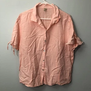 Blusa Camisa Focus Casual Life Mujer Rosa Top Talla XL 100% Lino - Imagen 1 de 7