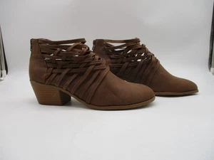 Fergalicious Bandana Brown Strappy Back Zip Ankle Boot Women 10 M - Picture 1 of 9