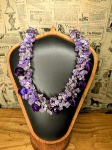 Nareerat Handarbeit Amethyst Cluster Halskette .925 Verschluss - Bild 1 von 2
