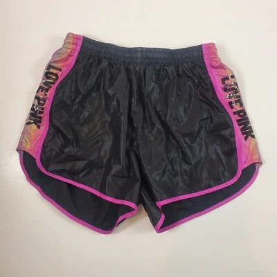 Victoria's Secret Womens Shorts Small Black Pink Sequin Athletic Shimmer Running - Image 1 of 4