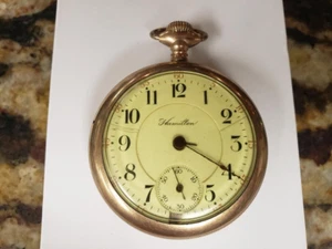 ANTIQUE HAMILTON BRASS 20YRS 17 JEWEL WINDING POCKET WATCH FOR PARTS (YTP025113) - Picture 1 of 9