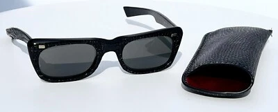 Vintage NOS! Unworn 60s American Optical GATOR Black AO Sunglasses / Case #436 - Image 1 of 4