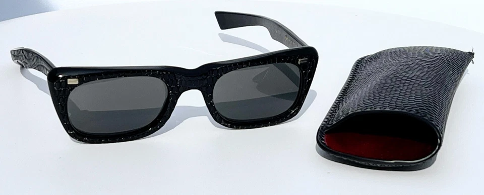 Vintage NOS! Óculos de sol American Optical GATOR preto AO não usado anos 60 / estojo #436 - Imagem 1 de 4