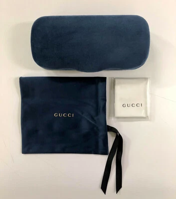 Nuevo Auténtico Gucci Gafas de Sol Estuche Azul Terciopelo Almeja Estuche Pequeño Foto 1 de 4