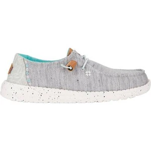 Dude Wendy Heathered Slub Tropical Ladies Grey Textile Slip On Shoes - Picture 1 of 6