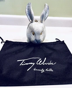 TIMMY WOODS RARE WHITE & GOLD  "GRAND RABBIT" HAND CARVED PURSE CLUTCH BUNNY - Picture 1 of 11