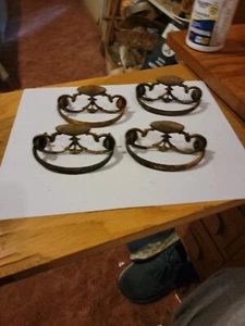 vintage / antique  Ornate Fancy  brass drop handle drawer pulls Lot of 4 - Picture 1 of 4