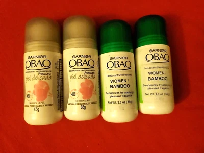 4   PACK GARNIER OBAO WOMEN BAMBOO & PIEL DELICADA DEODORANT 2.3 OZ EACH - Image 1 of 3