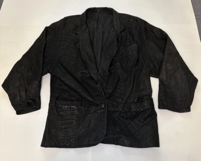 Chaqueta de cuero Vera Pelle para mujer negra con cremallera hecha en Italia talla 44 Foto 1 de 4