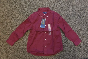 New Ralph Lauren Boy's Long Sleeve Button Down Shirt - Size 5 - Maroon - Picture 1 of 3