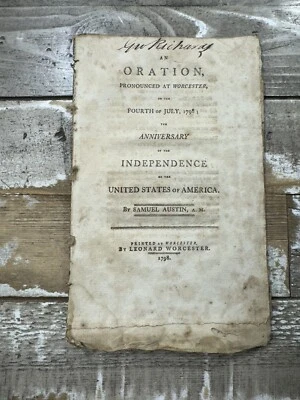 1798 RARE American Pamphlet "An Oration on the 4th of July 1798" Samuel Austin - Image 1 of 4