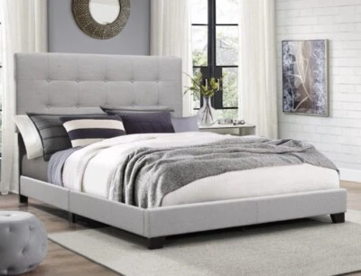 Cama queen size estofada cinza painel - Imagem 1 de 4
