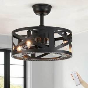 ANTOINE Ceiling Fan 17.2" 6-Speeds DC-Motor Indoor 8-Blades w/ Light Remote - Picture 1 of 10