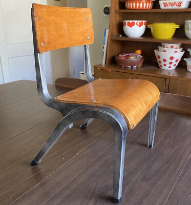 MCM James Leonard Cast Aluminum Bentwood Kids Chair Vintage School Furniture - Image 1 of 4