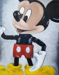 Original oil painting Mickey Mouse Disney Gift Kids Art 100% Handmade 9.4x11.8 - Picture 1 of 5