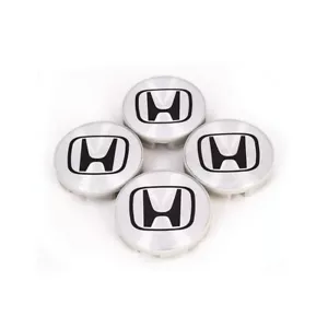4pc silver black logo aluminum wheel center caps for Honda 1999-2005 Civic 58mm - Picture 1 of 3