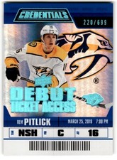2019-20 Upper Deck Credentials Debut Ticket Access Rem Pitlick* Rookie /699