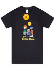 Button Moon Black Short Sleeved T-Shirt (Womens)