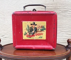Early VTG 1950's Hopalong Cassidy Red Metal Lunchbox Aladdin Industries  - Picture 1 of 10