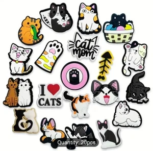 Juego de 20 dijes para zapatos serie gato lindo - PVC hágalo usted mismo decoraciones para cocodrilos y playa... - Imagen 1 de 8