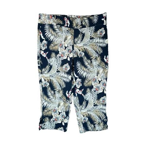 Hiview Capri Pants Size 14P Petites Floral Print ~ Elastic Waist - Picture 1 of 4