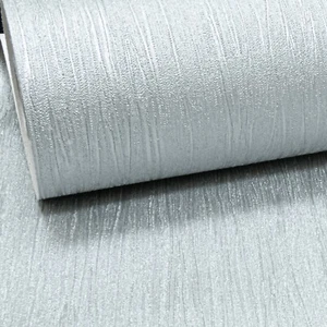 Plain Metallic Silver Grey Shimmer Textured Thick Glitter Vinyl Wallpaper  - Picture 1 of 8