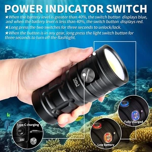 Luz de buceo, LetonPower TS S 10000 lúmenes 100 m luz de video submarina, lámpara de buceo... - Imagen 1 de 14