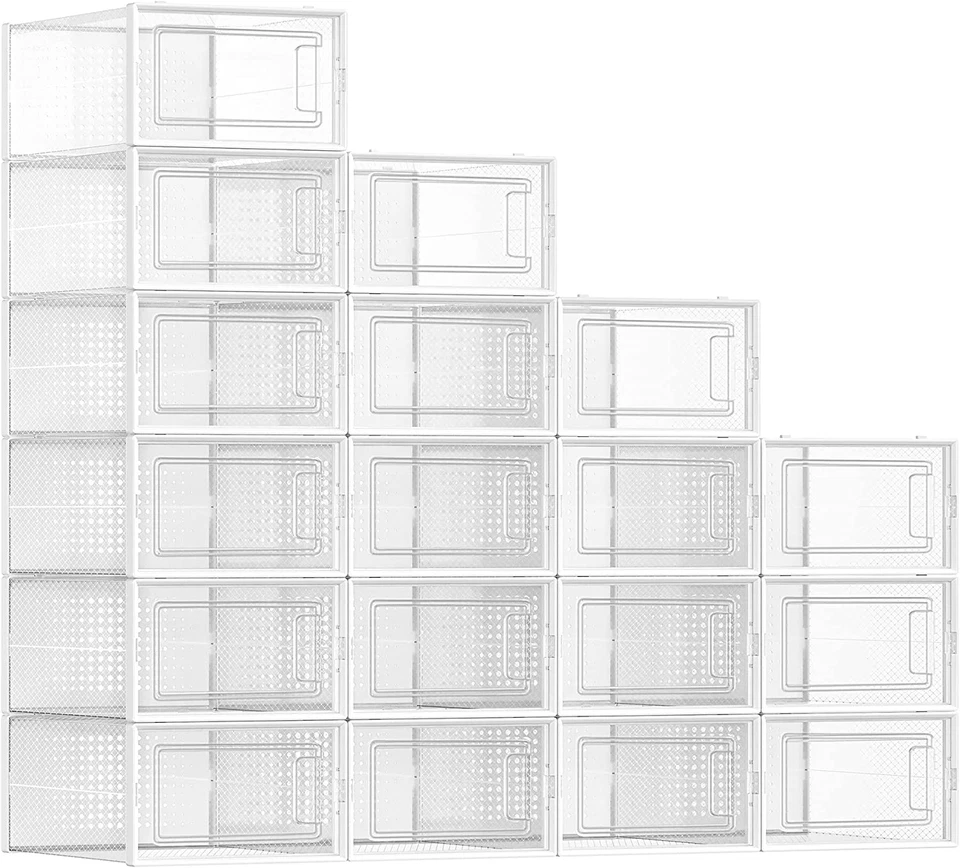 Scatole per Scarpe Da 18 Contenitori Pieghevoli E Impilabili, Fino a Taglia 44 - Immagine 1 di 4