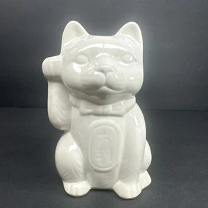 Ceramic Lucky Cat Planter, Cream Kitty with Bow tie Bowtie Incense Holder EUC - Picture 1 of 11