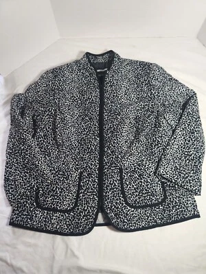 Blazer Requisitos Negro Blanco Estampado Leopardo Cremallera Frontal Talla L Foto 1 de 4