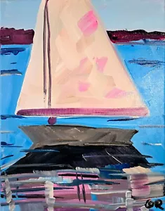 CORBELLIC ORIGINAL PAINTING 14x11 Sail Boat Pop Culture Legends Modern Artwork - Picture 1 of 10