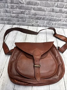 Great Seal of The State of Oklahoma 1907 Leather Crossbody Saddle Bag Brown - Picture 1 of 6