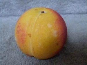 VINTAGE italienischer realistischer bemalter Alabaster Marmor Stein Obst PFIRSICH 2,75" L4 - Bild 1 von 9